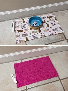 NEW Handmade Reversible Cat Feeding Mat | Kitty Bowl Placemat 16”x9“
